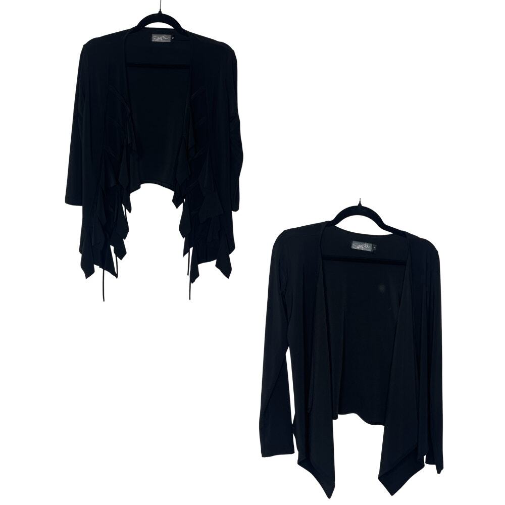 Sympli Size 6 2 Piece Lot Cardigans Toppers Black Made in Canada Travel